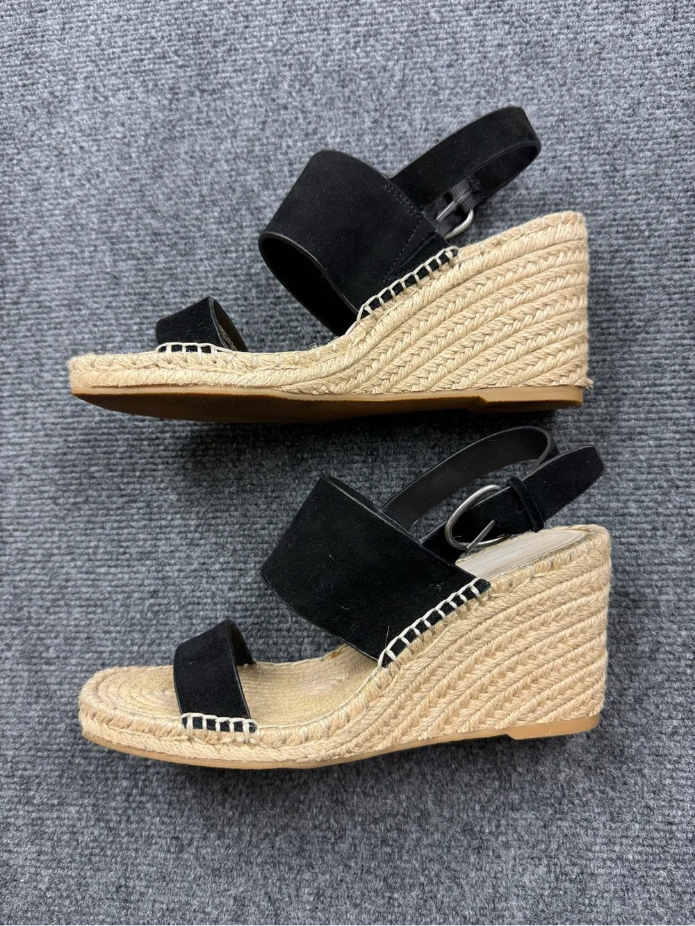 Banana Republic Black Suede Espadrille Wedge Sandals Size 6.5